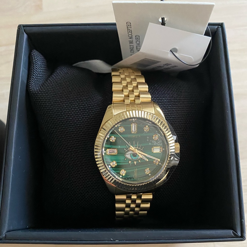 Jacquie Aiche Timex 38mm Gold-Tone Stainless Steel & Malachite Watch - One Size